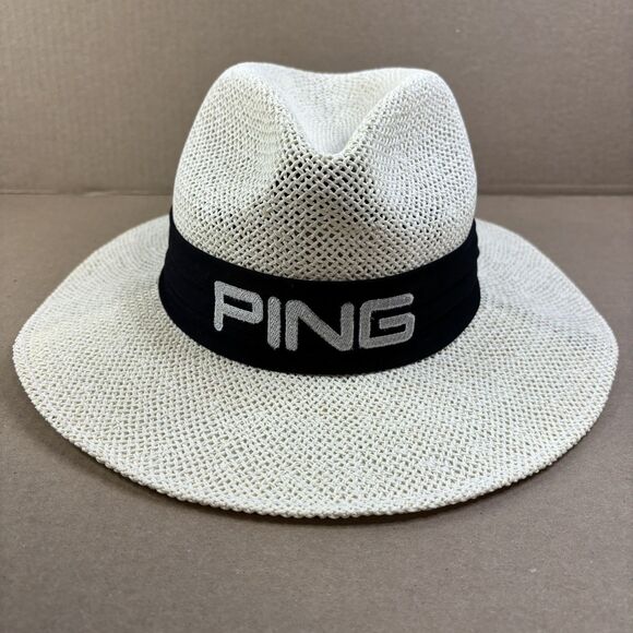 Ping Other - Vintage 90s PING Golf Black Karsten Men's Straw Panama Sun Hat Cap USA Small